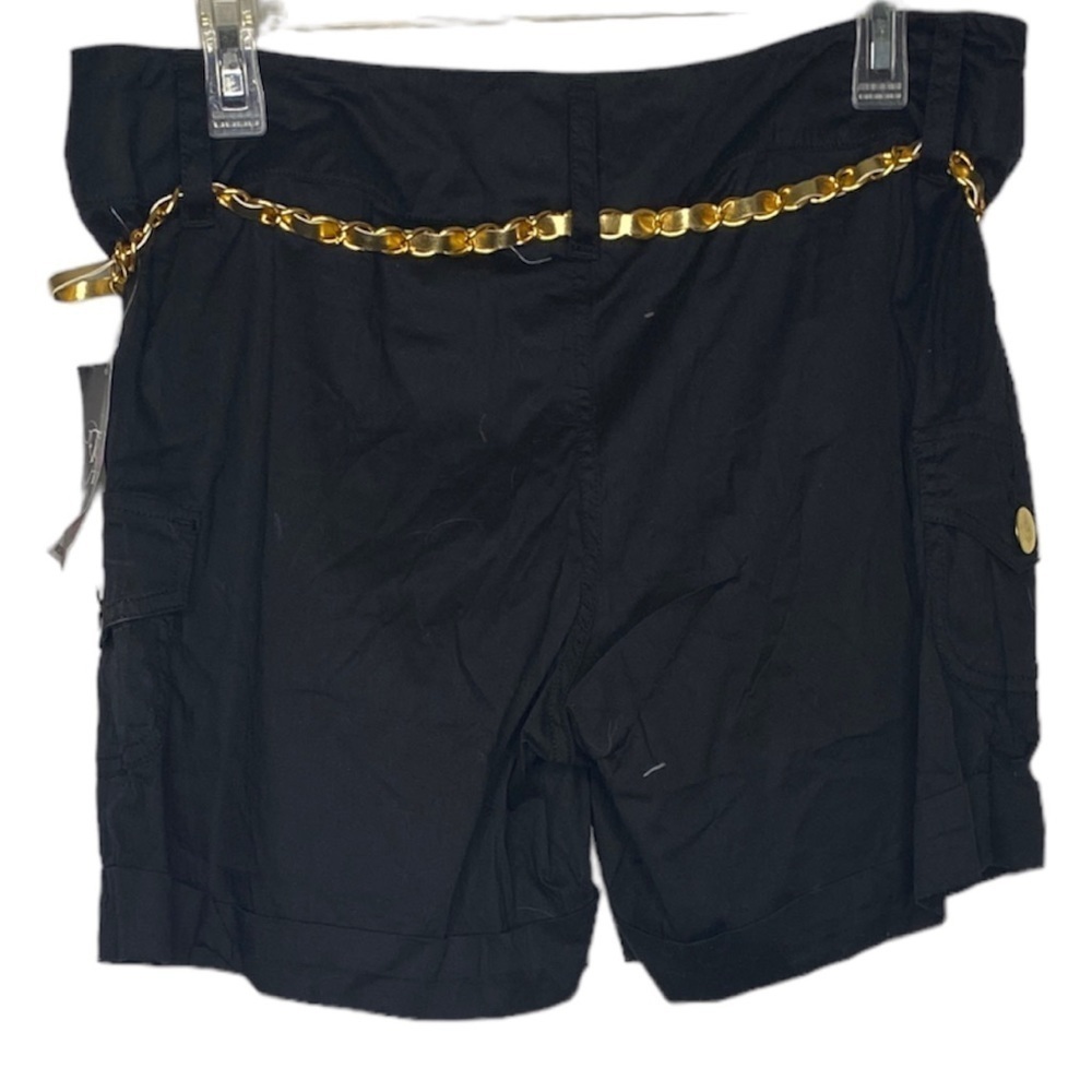 NWT Te Amo Cargo Fashion Shorts w/ Chain Belt (Size:11, Color:Black/Gold) - Picture 2 of 3